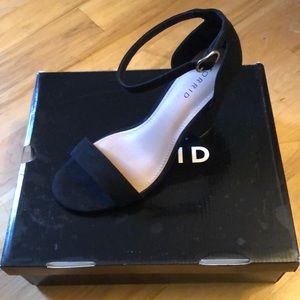 Black double strap cone heel
